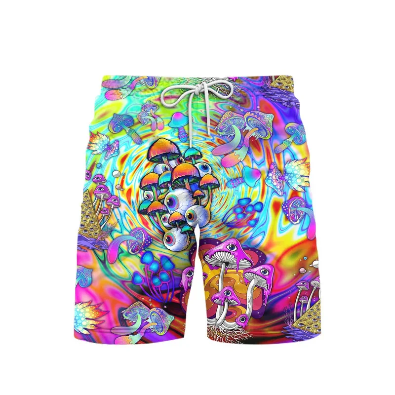 Fantasy Mushrooms 3D Print Beach Short For Men's Hip Hop Street Shorts Harajuku Personality Fashion Colorful Pattern Plant Pants