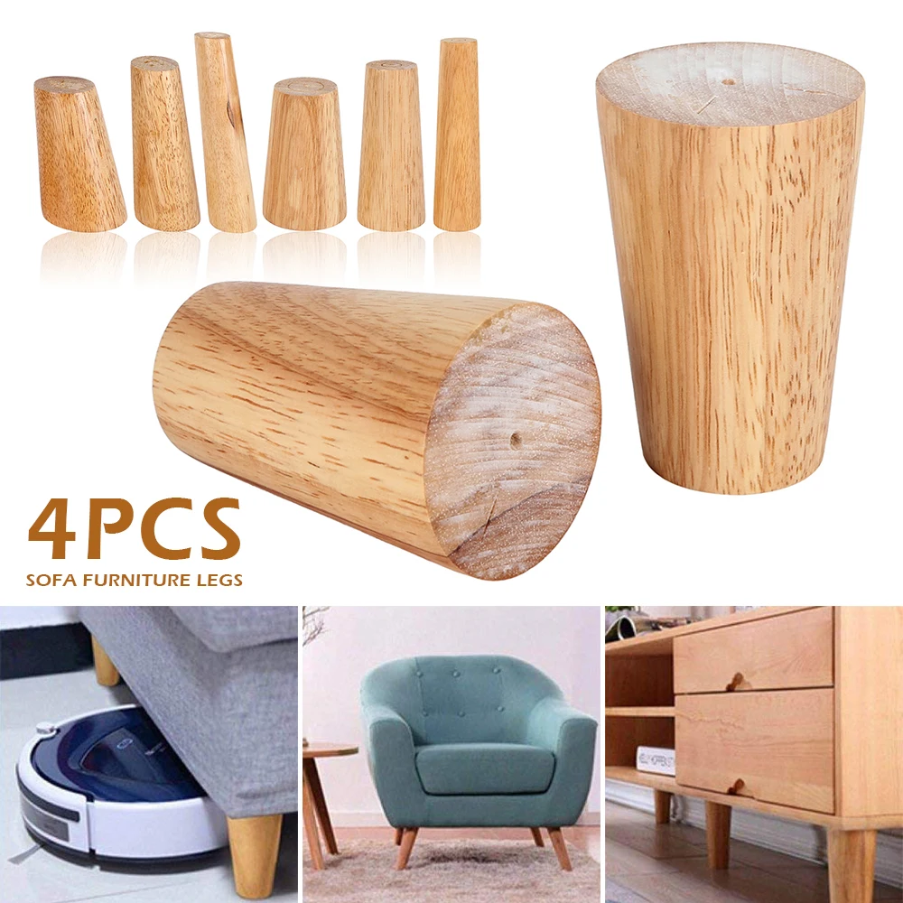 

Set of 4 Wooden Furniture Legs, 20cm Solid Tapered Wood Sofa Legs Replacement Furniture Feet with Mounting Plate & Screws &