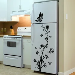 Autocollants muraux en PVC, 30x90cm, fleur noire, papillon, décoration murale pour réfrigérateur, salon, chambre à coucher, restaurant