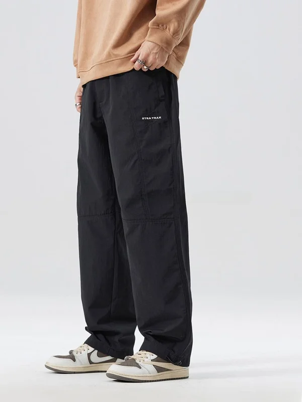 

American High Street Men's Summer Thin Casual Pants Loose Straight Leg Spor Pants with Cuff 2363 Casual Trousers for Men