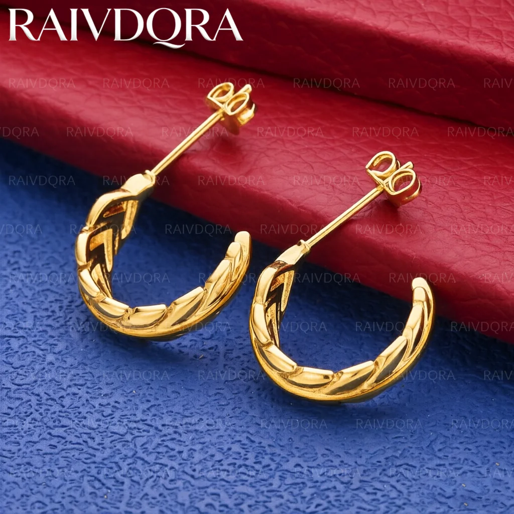 18K Gold Plated Feather Stud Earrings For Women Fashion Cute Unique Jewelry Party Anniversary Wedding Accessories
