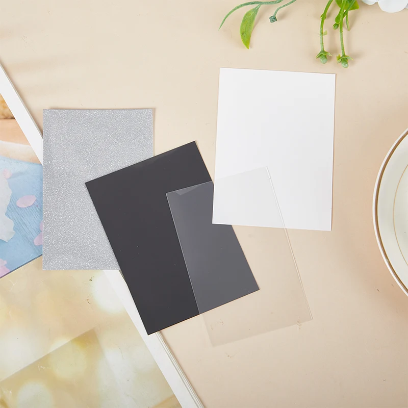 50PCS Flash Solid Color Transparent Card Film Scratch-resistant Card Sleeve Idol Photo Cards Protective Storage Bag Stationery