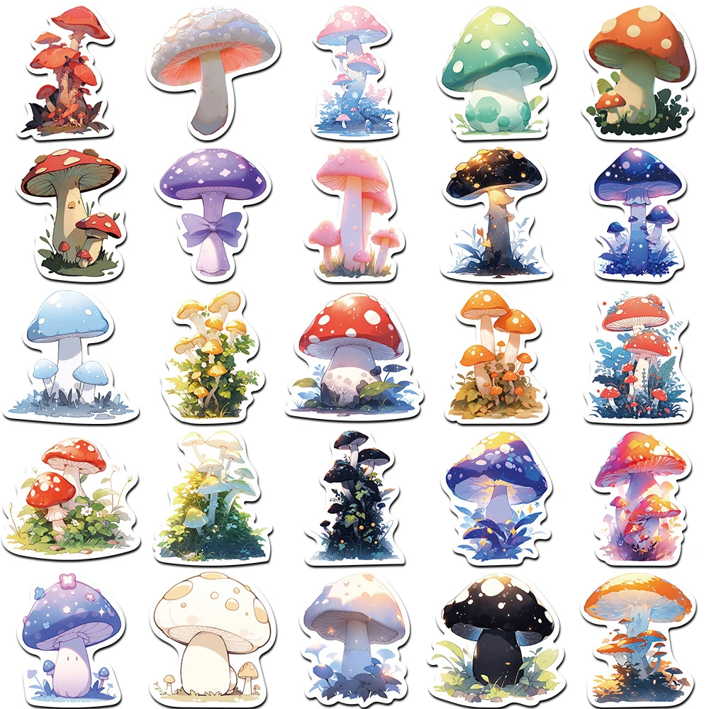 10/30/50pcs Cute Colorful Mushroom Plant Graffiti Stickers Cartoon Decal Toy DIY Guitar Notebook Phone Aesthetic Sticker for Kid