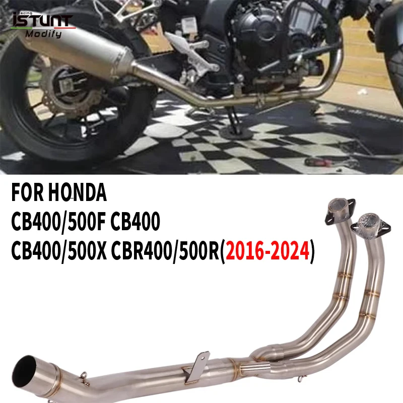 

Надевается для Honda CBR500R CB500X CB500F CBR400R CB400X CB400F CB400 выхлопная труба мотоцикла из нержавеющей стали, передняя соединительная труба