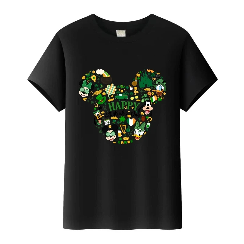 ديزني ميكي ماوس أصدقاء سعيد طباعة تيز Harajuku رجل بلوزات مستديرة العنق الأبيض الاطفال البلوزات الأسرة فضفاض تي شيرت ملابس حريمي هدية #3
