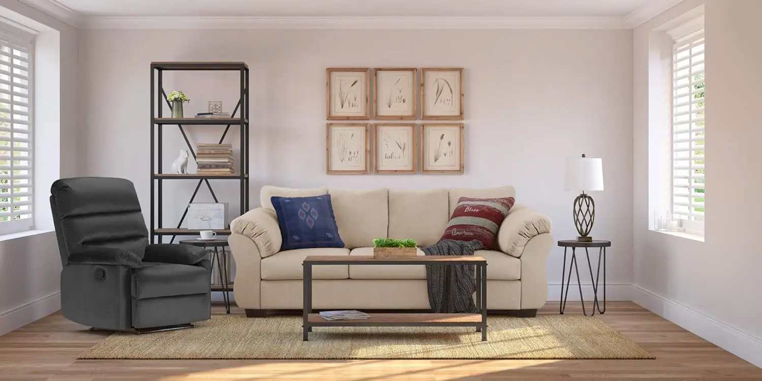 

Click Decor Современный фермерский дом Круглый металлический приставной столик, деревенский деревянный акцентный торцевой столик для гостиной, дерево и черный металл