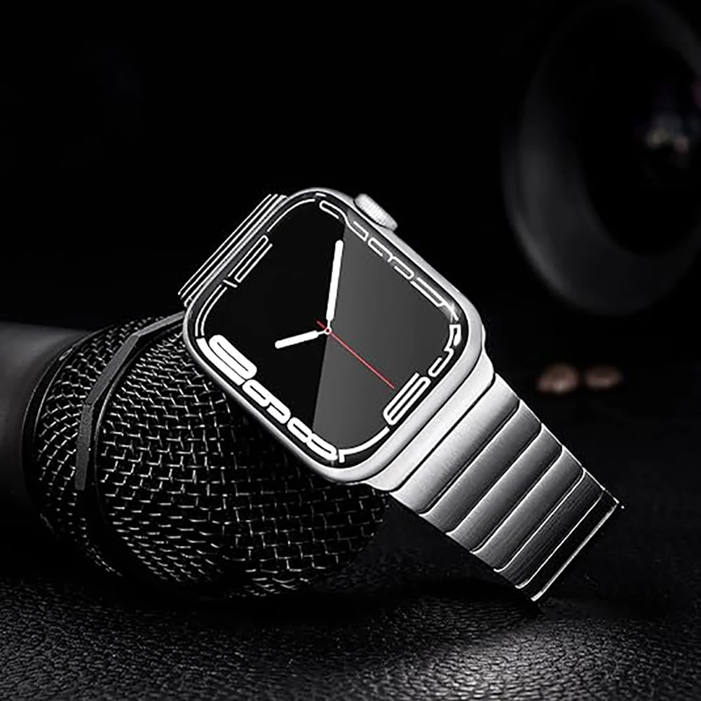 Ultra 2/1 Titanium Color For Apple Watch Ultra 49mm 45mm 46mm 42mm Luxury Bracelet iWatch 44mm 41mm 8 9 10 Stainless Steel Band image 4
