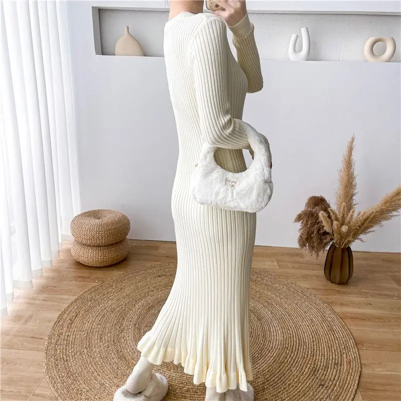 Sukienka damska z dzianiny w stylu koreańskim, obcisła, z efektem rybiego ogona, sukienki szydełkowe dla kobiet, tanie, codzienne, luźne, eleganckie i urocze.