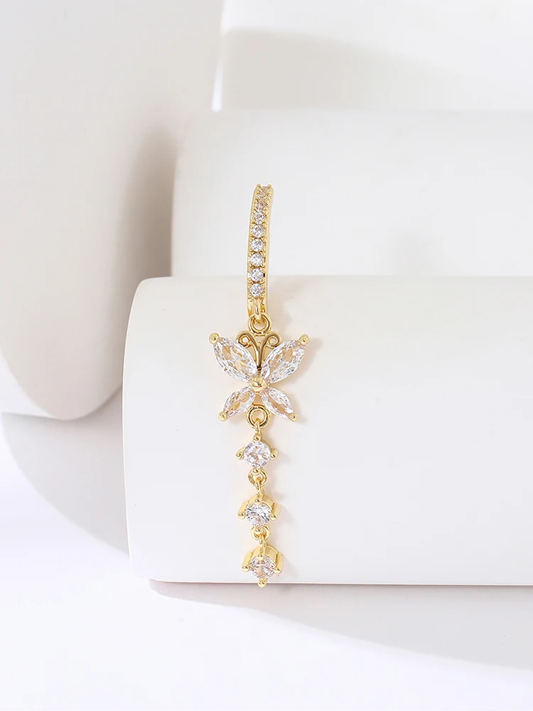 Kuniu 1pc Fashion Personalized Butterfly Pendant Zircon Belly Ring Women Piercing Body Jewelry Party Jewelry