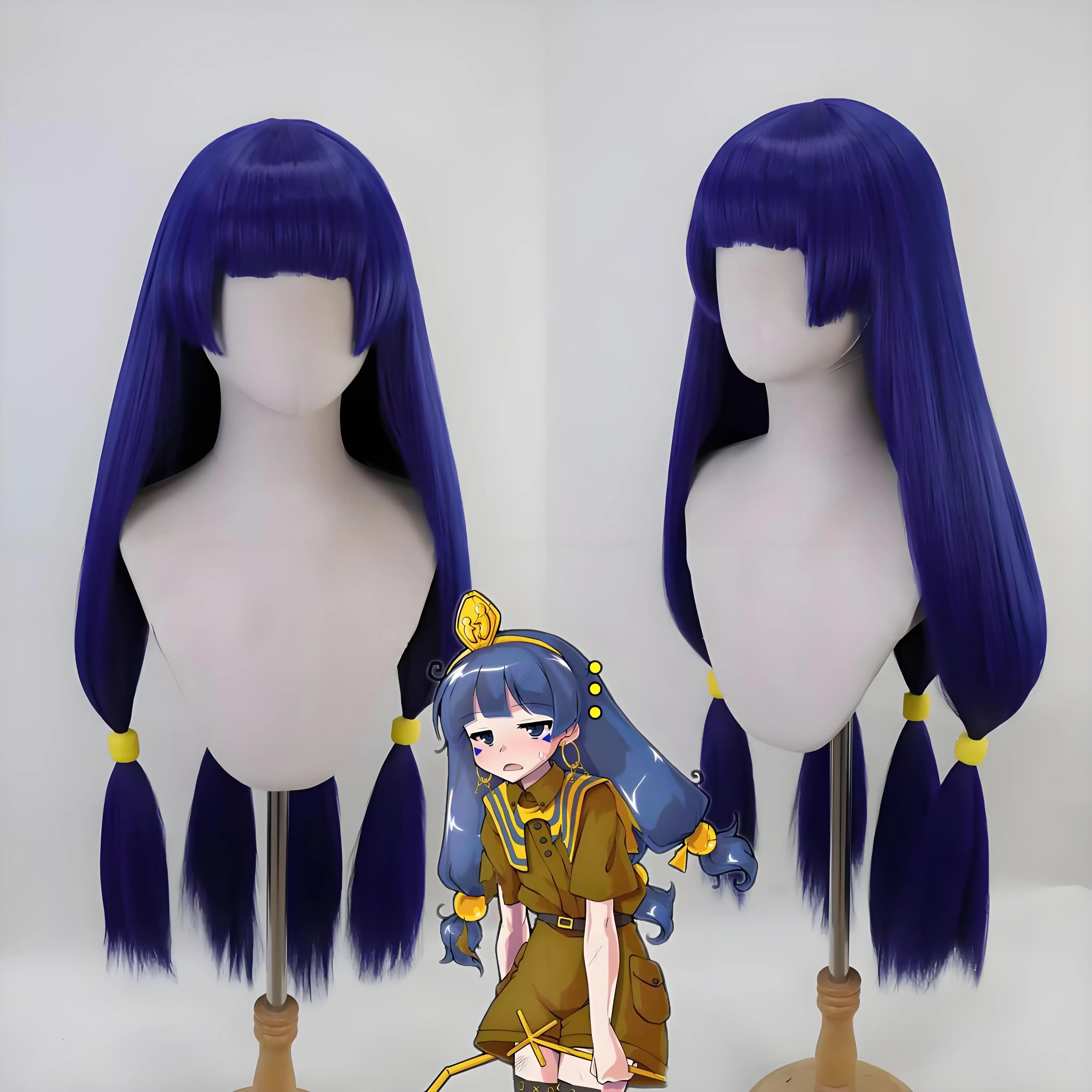 

Парик для косплея Touhou Project Michigami Nareko — темно-синий длинный парик на заказ для костюма аниме