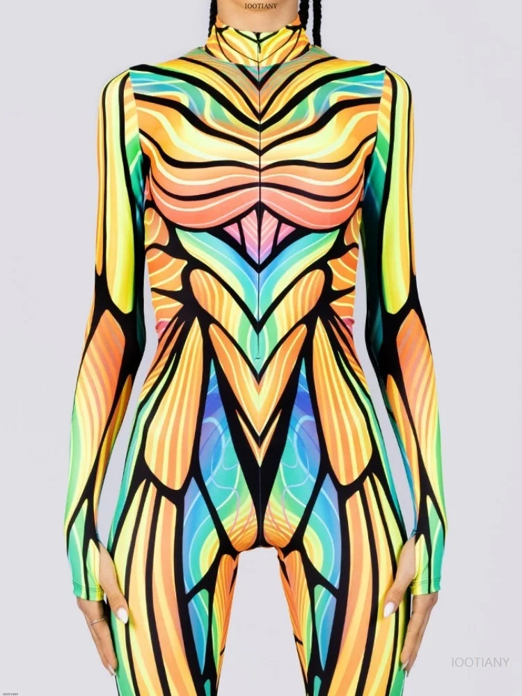 

2025 New Adult Women Butterfly Cyber ​​halloween Role Play Sexy Leotard Carnival Party Bodysuit Stage Performance Tight Costume