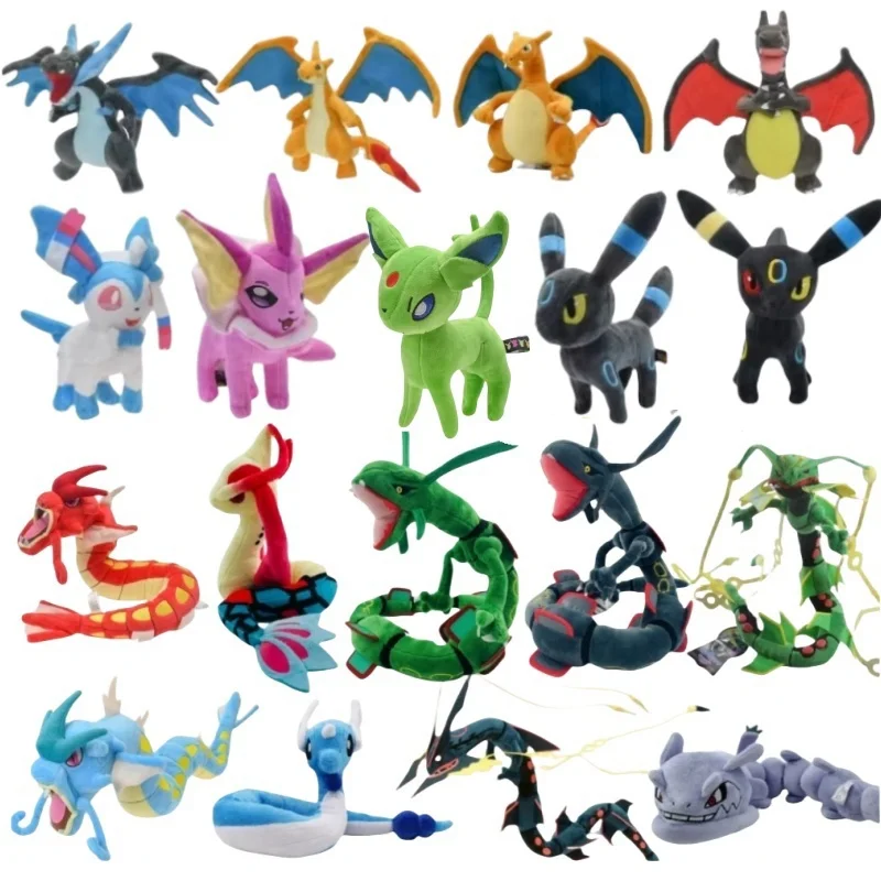 Pokemon Plush Toy Anime Character Dolls CharizardX&Y Eevee Greninja Lucanroc Lucario Rayquaza Gyarados Children's Plush Toy