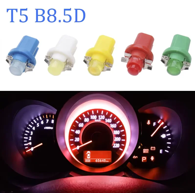 10pcs T5 B8.5D LED Car Interior Light COB Dashboard Warning Indicator Map Lamp Instrument Light Cluster Guage Light Bulb