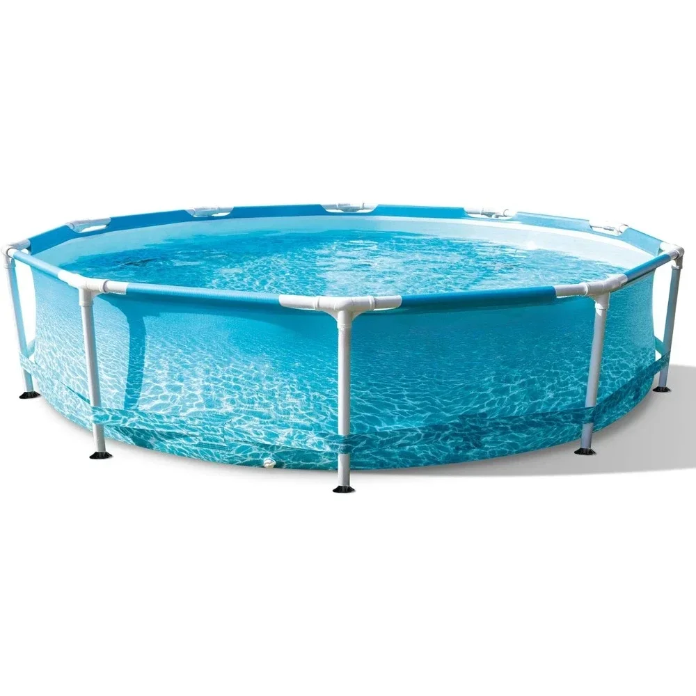 

10 Feet x 30 Inch Rust Resistant Steel Metal Frame Outdoor Backyard Above Ground Beachside Swimming Pool with Filter Pump