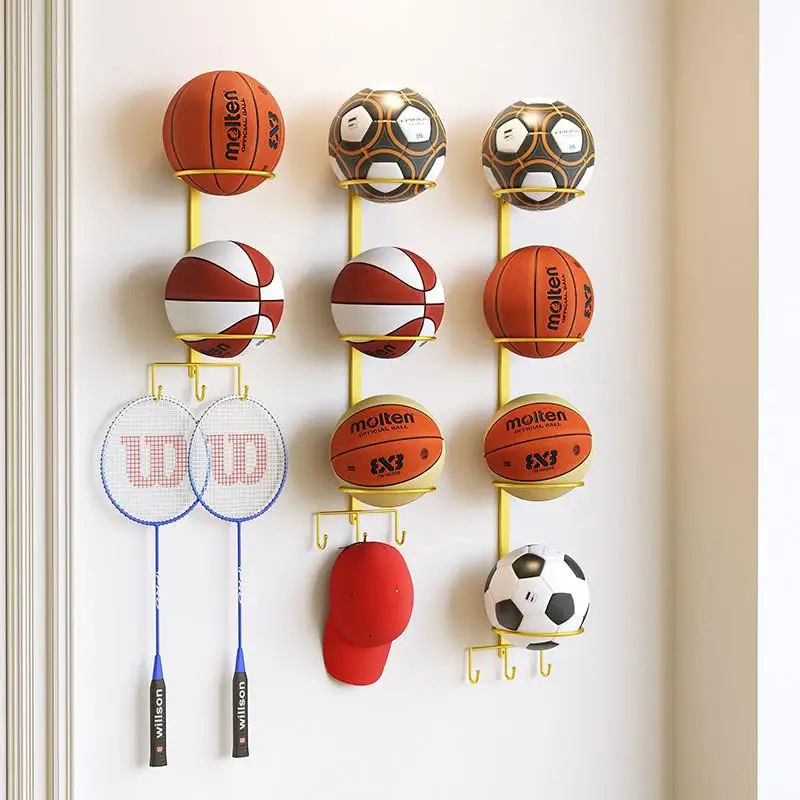 

Настенная полка для хранения баскетбольных мячей для дома и детского сада, простая подставка для детских мячей для волейбола и футбола, настенный держатель из сплава