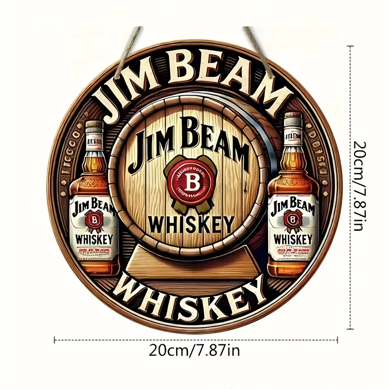 Jim's Beam Whiskey Wall Art in legno - Decorazione classica per botte e bottiglie per bar, cucine e sala da pranzo, facile da appendere