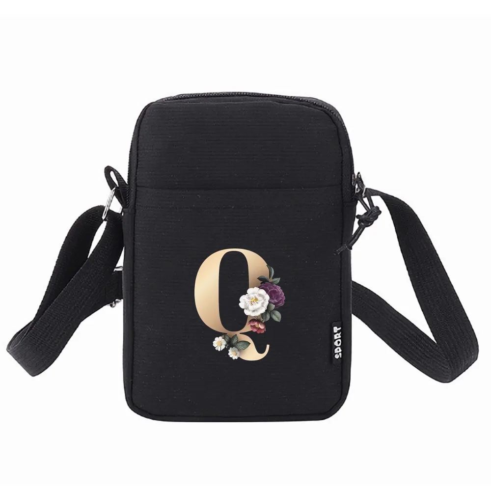 Миниатюрная кросс-боди сумка на молнии с 26 надписями, сумка для телефона с стильным принтом, новая нейлоновая сумка через плечо, подарки идеи, Повседневный Кошелек для монет