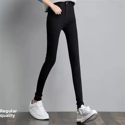 plus Size Women's Fleece Lined Harlan Jeans Bootcut Trousers High Waist Zipper Closure Business Style Vintage Carrot Dad Pants