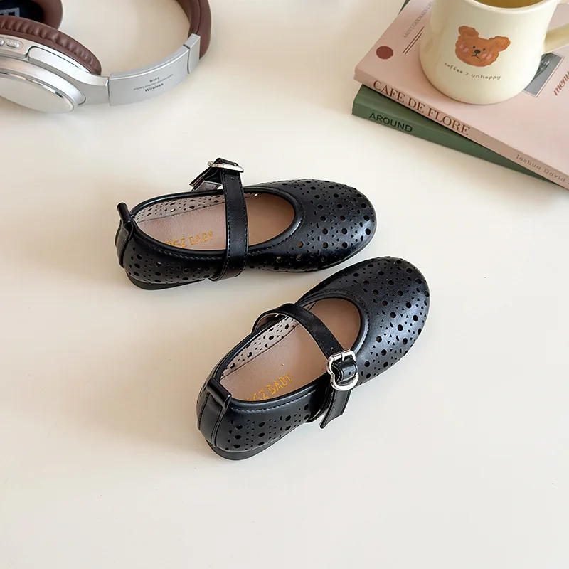 

Kids Flat Shoe Three Colors Summer All-match Comfy Girl's Shoe Children Princess Shoes Hollow-out Concise Style Breathable