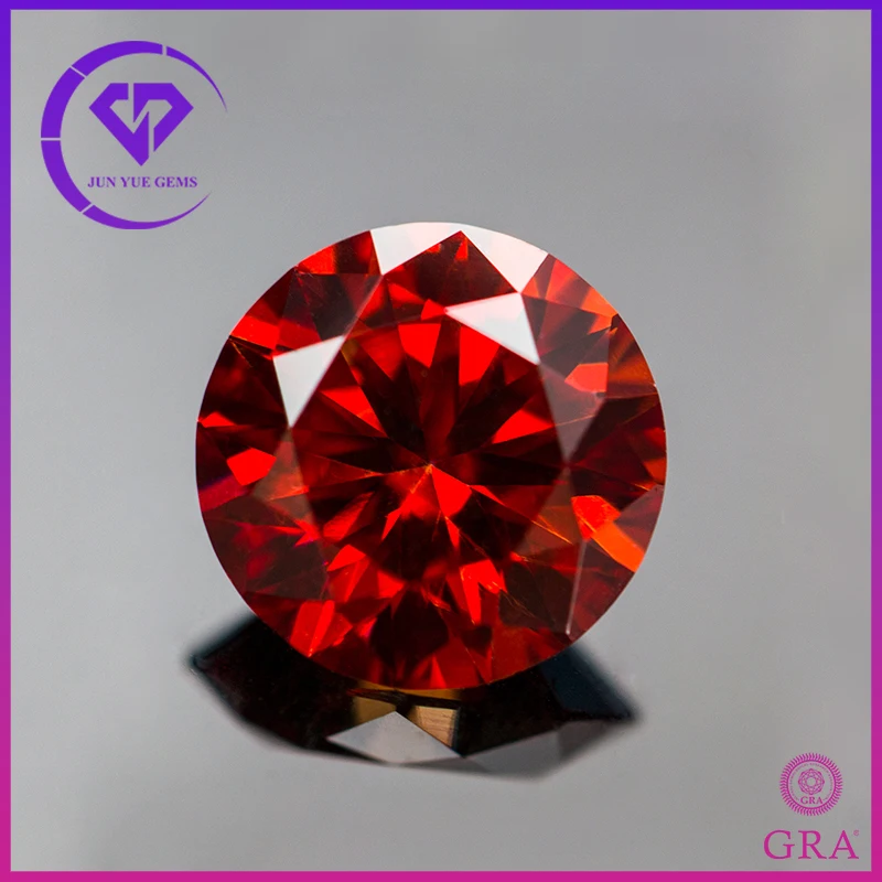 

Garnet Red Color Moissanite Stone with Certificate 0.5ct-5.0ct Round Cut Color Lab Diamonds Pass Diamond Test with GRA Report