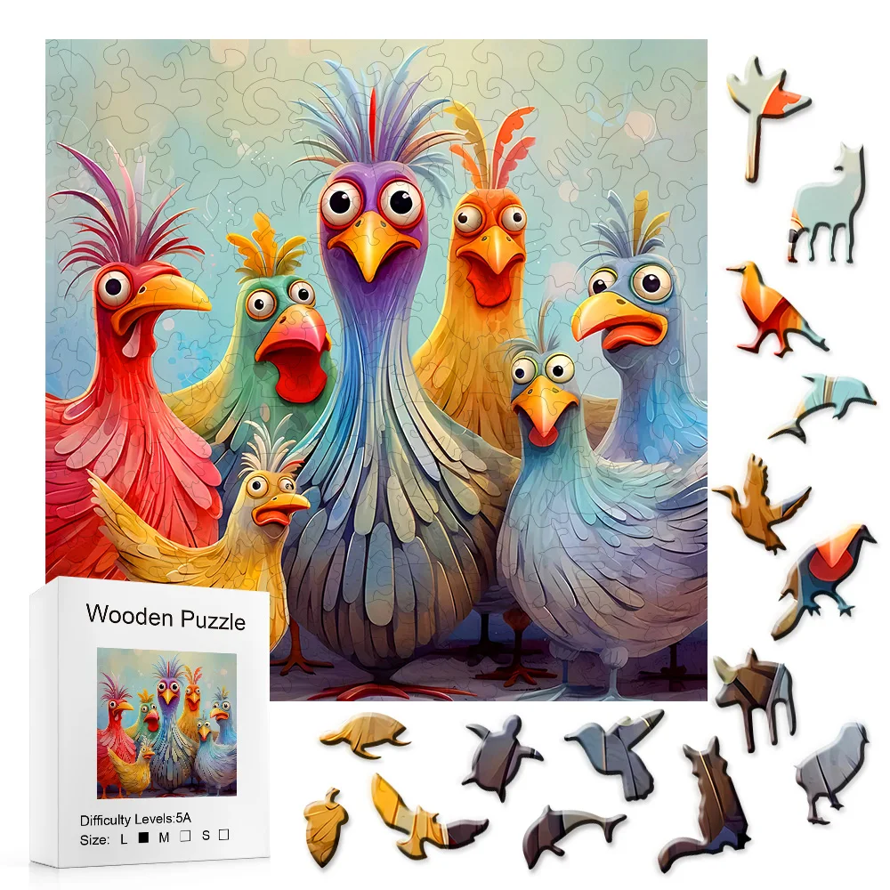 

Adult Wooden Puzzles, Fun Chicken Family Puzzles, Colorful Animal Puzzles As Home Decoration Gifts, ANd High Difficulty Puzzle