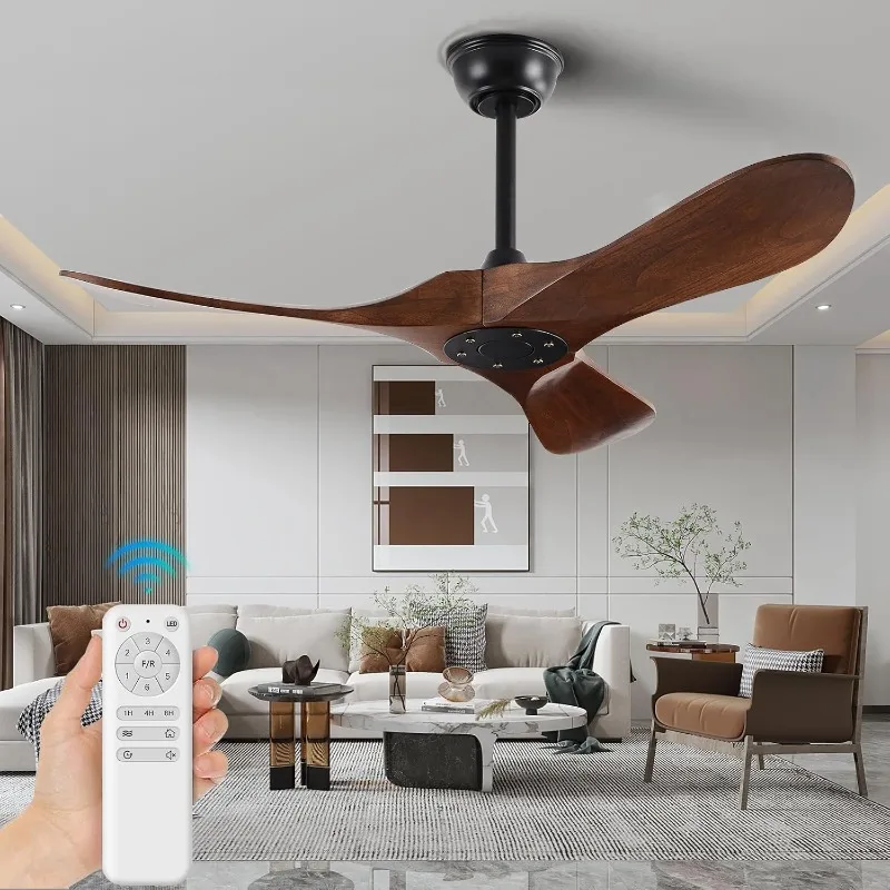 

Ceiling Fans without Lights, Solid Wood Ceiling Fan No Light with Remote Control Indoor Outdoor Ceiling Fans for Patios