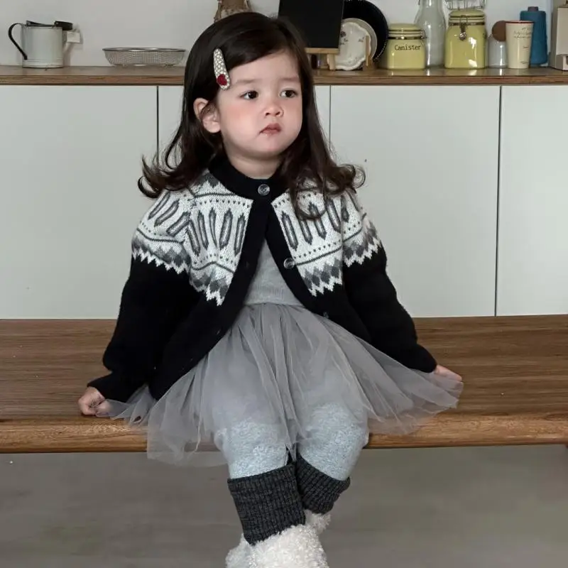 2025 Winter New Baby Girl Long Sleeve Casual Sweater Children Knit Cardigan Kids Girls Thick Warm Sweater Coat Infant Clothes