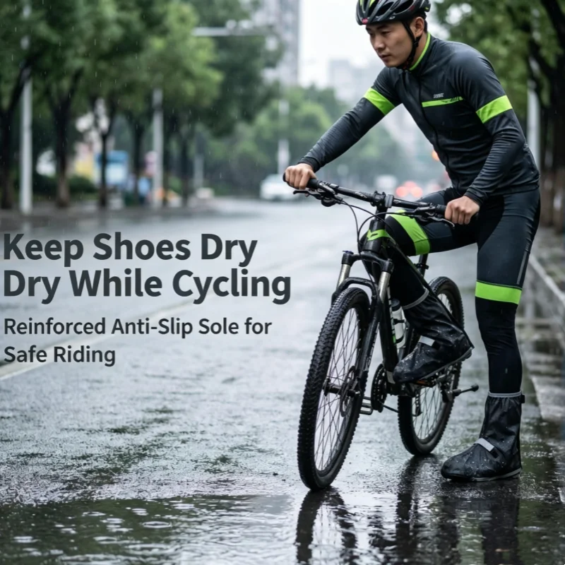 Rutschfeste, wasserdichte Regenschuhüberzüge, Überschuhe, wiederverwendbar, für den Außenbereich, Motorrad, Radfahren, Regenstiefel, regendicht, Sand, Staub, Schuhüberzug – Detail 10