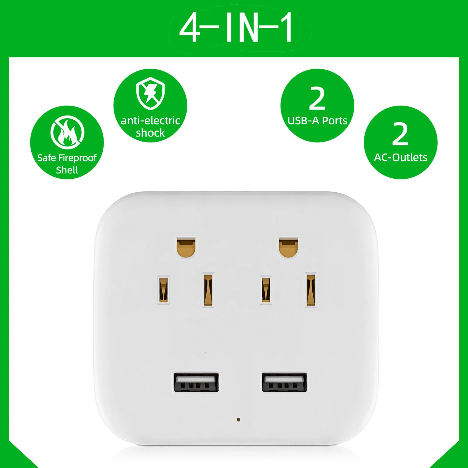 US Travel Conversion Plug Br Canada Brazil 4 in 1 White 2 Outlets 2USB Office Bedroom Conversion Plug