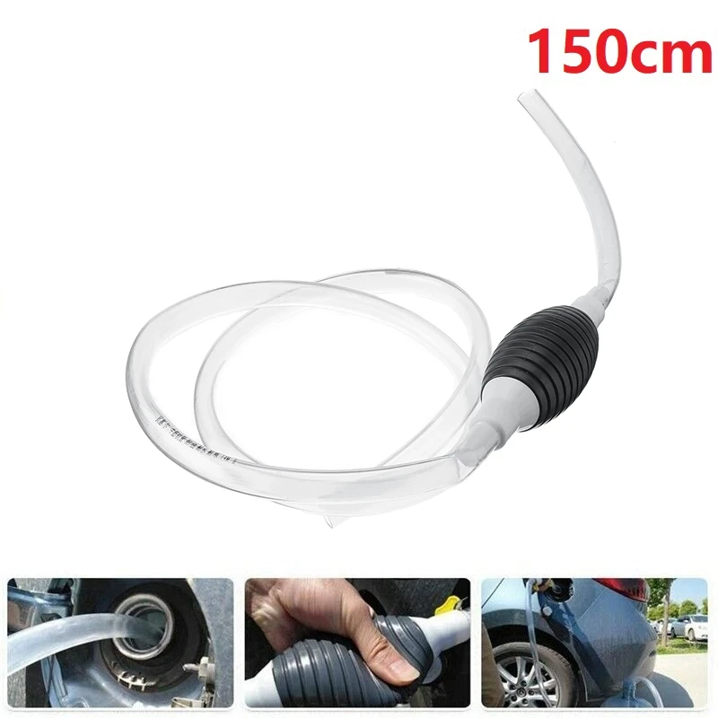 

150Cm Portable Hand Siphon Pump Petrol -Crude Oil Water Oil Liquid Fuel Transfer Pipe Tube High Flow Pump Syphon Fuel