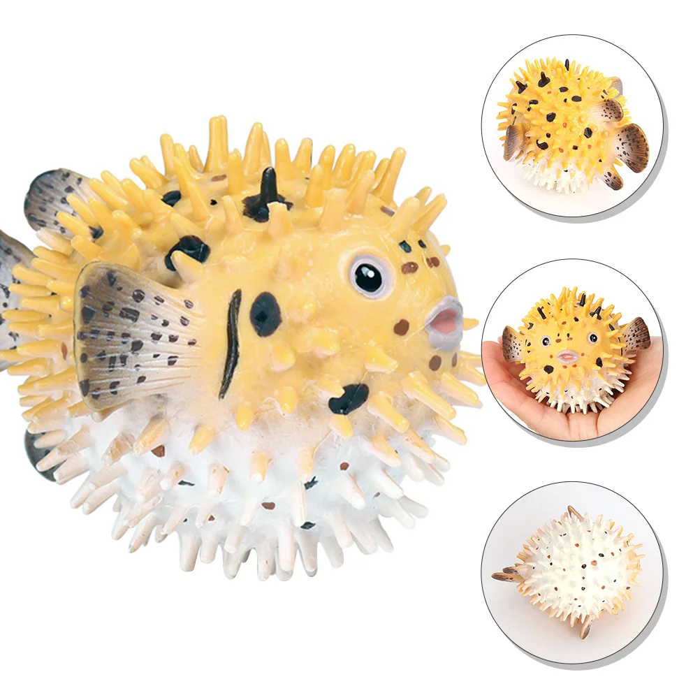 Simulation Puffer Fish Model Children Cognitive Toy Tank Adornment Cartoon Porcupine Collectable Figurine Plastic Educational