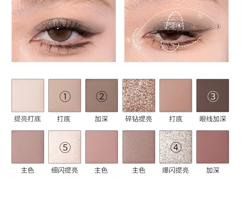 Paleta cieni do powiek Joocyee 12 kolorów, odcienie ziemi, matowe perłowe, długotrwałe i niezadające się, wielokolorowa paleta cieni do powiek