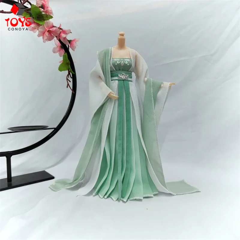 Model Pakaian Kuno Tiongkok Hanfu Dinasti Tang Skala 1/6 Cocok untuk Boneka Tubuh Figur Aksi Prajurit Wanita 12 Inci