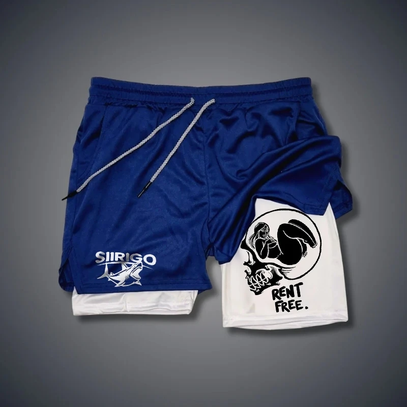 Pantaloncini Fitness da uomo a doppio strato fodera in rete con coulisse elastico in vita traspirante Quick Dry to Beach Pool Summer Male
