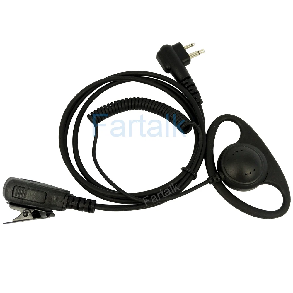 2 Pin D Shape Curve Earpiece Headset Mic for Motorola GP88 GP300 GP308 GP2000 CP140 CP200 CP300 CLS1450 EP450 Walkie Talkie