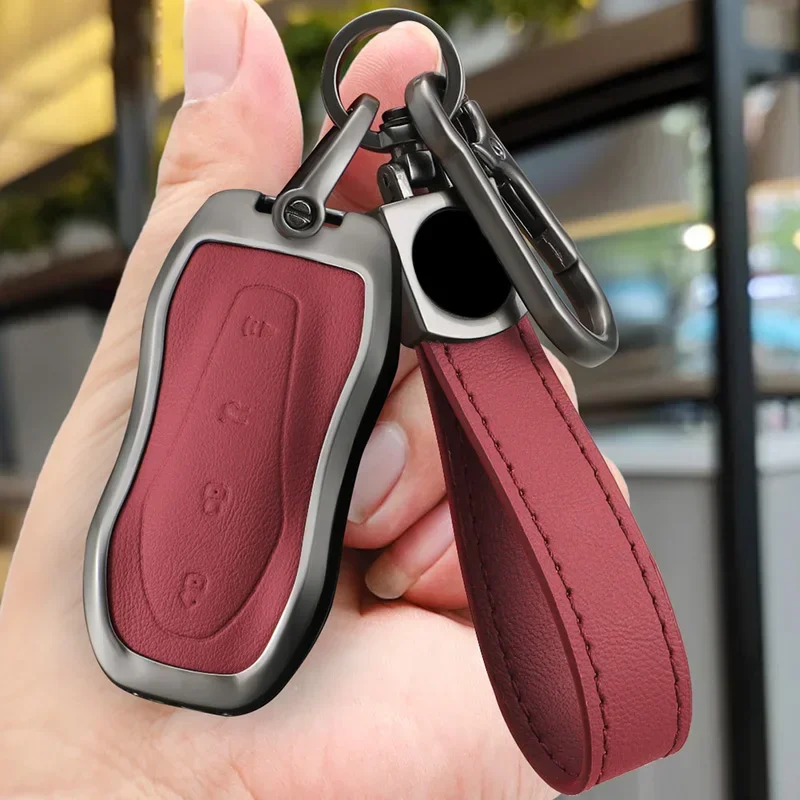 

Leather 4 Button Car Fob Key Cover Case Protector For Geely Boyue PRO Azkarra FY11 Atlas Pro New Emgrand GS X6 SUV EC7 Keychain