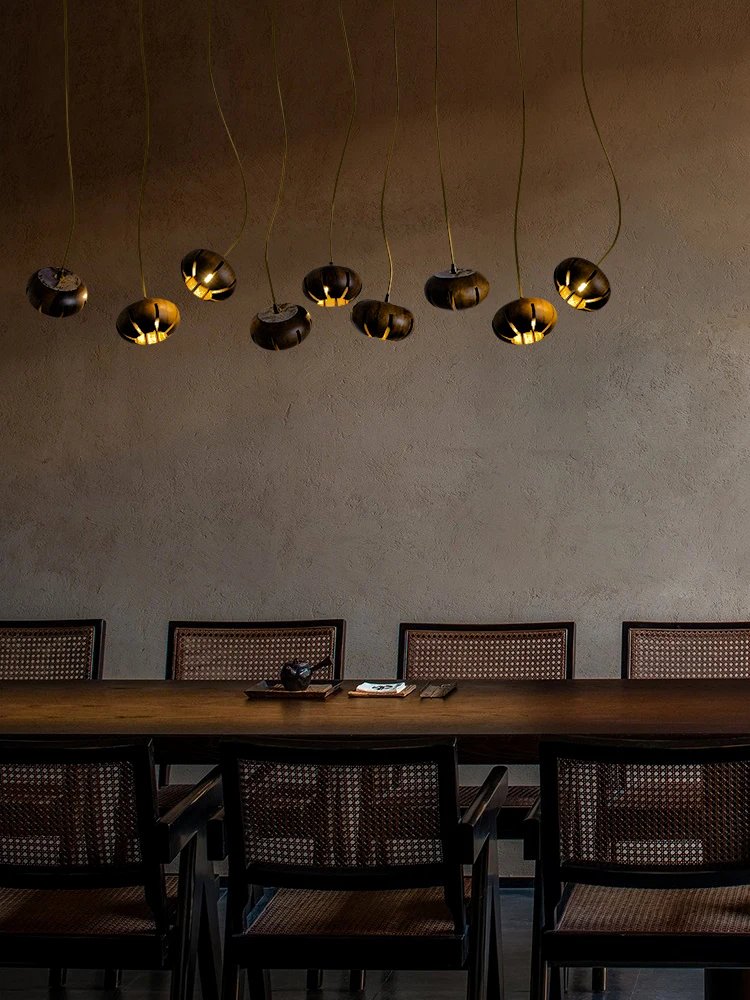 

Muxiu Yuan - Flower Language] Design Sense Restaurant Lamp Living Room Pendant Light Wabi Sabi Style Chinese Medieval Creative W