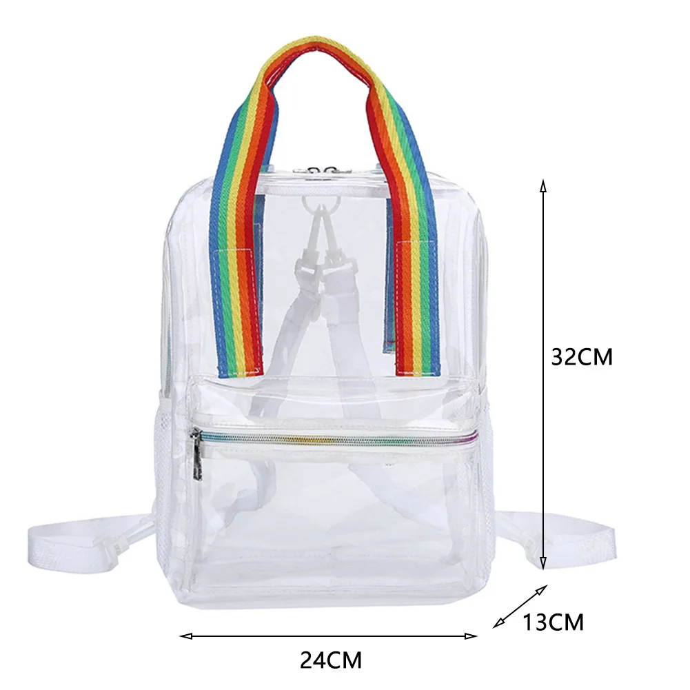 Women Clear Casual Backpack Waterproof Clear Leisure Bag Large Capacity Clear Double Shoulder Bag Summer Daily Backpack