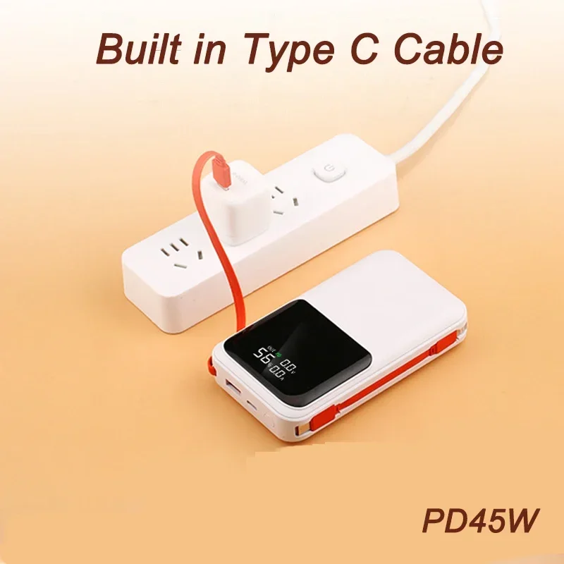 Portable External Battery 20000mAh Large Capacity Battery PD45w Fast Charging Power Bank with 2 Lines for IPhone Xiaomi Huawei view 5