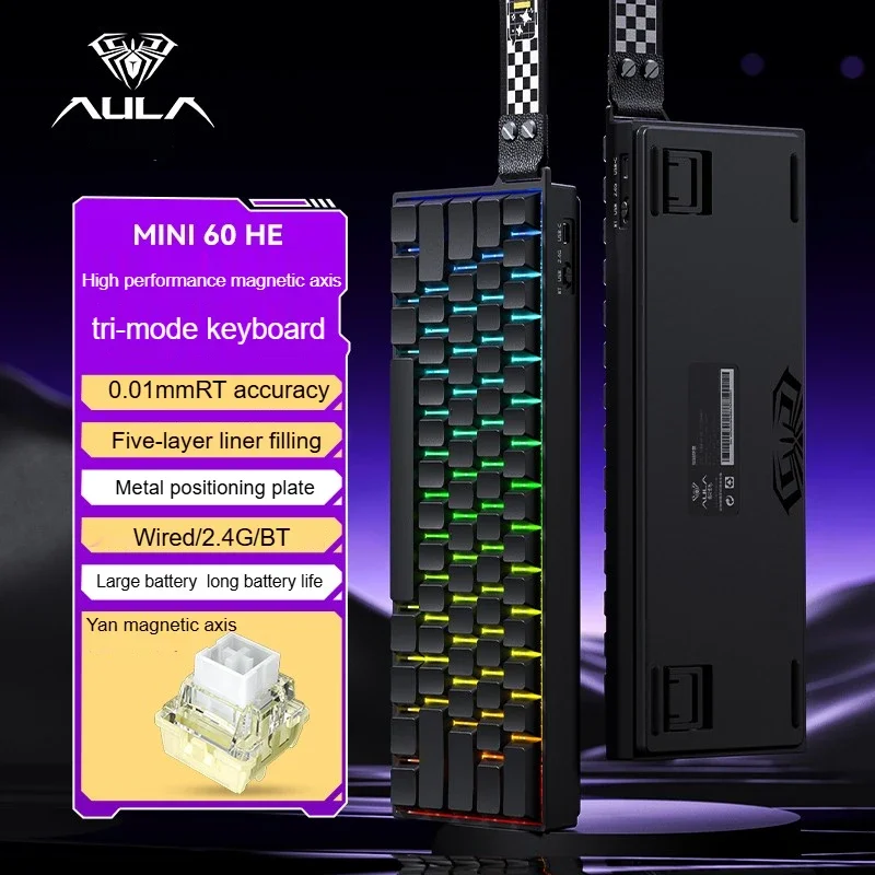 AULA WIND MINI 60 トライモード マグネティックキーボード AULA MINI 60HE マグネティックキーボード ワイヤレス 60% ラピッド