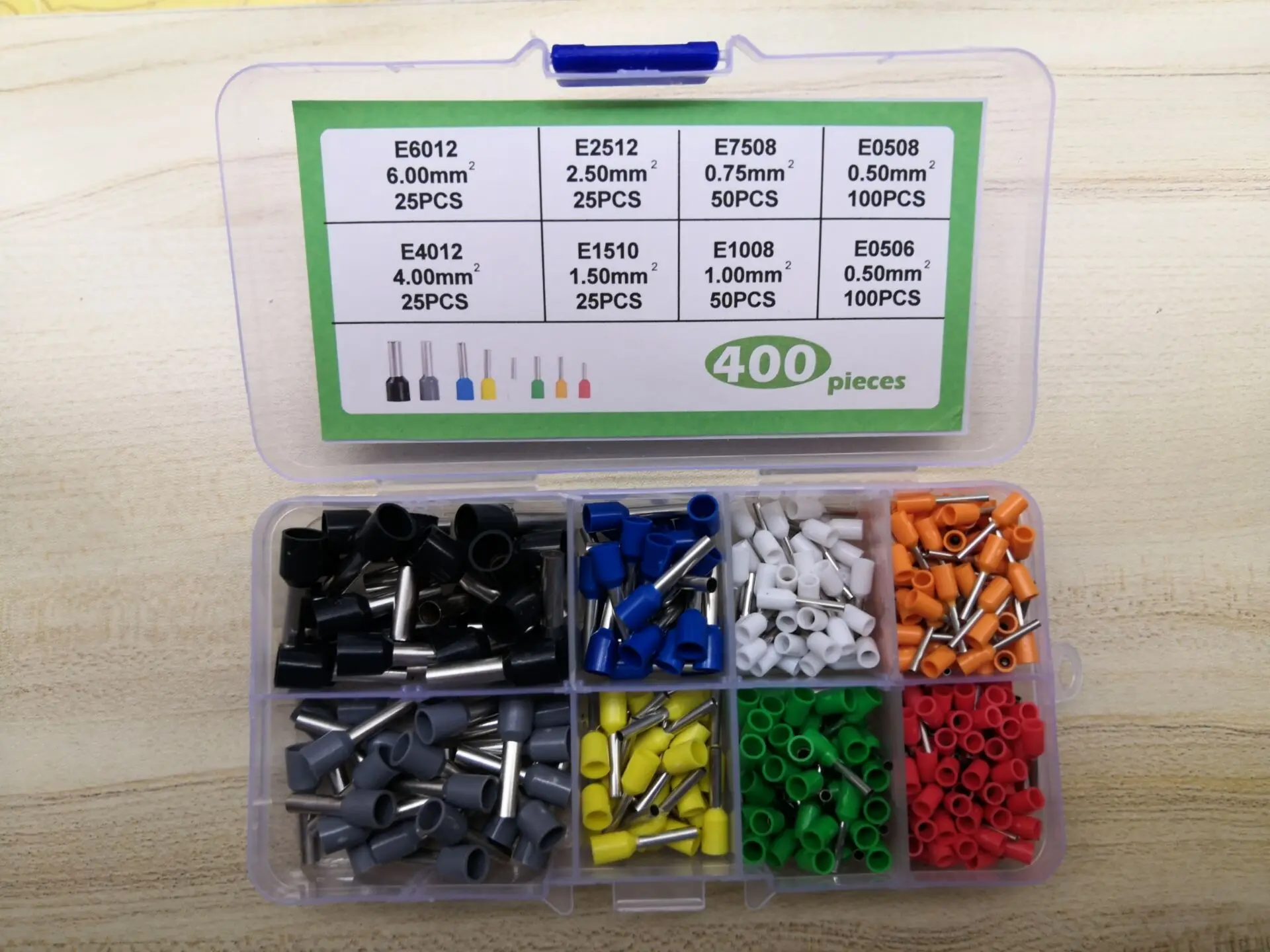 400PCS Crimp Terminator Kit Box E0506 E0508 E7508 E1008 E1510 E2512 E4012 E6012 Insulated Ferrules Cord End Wire Terminal Block