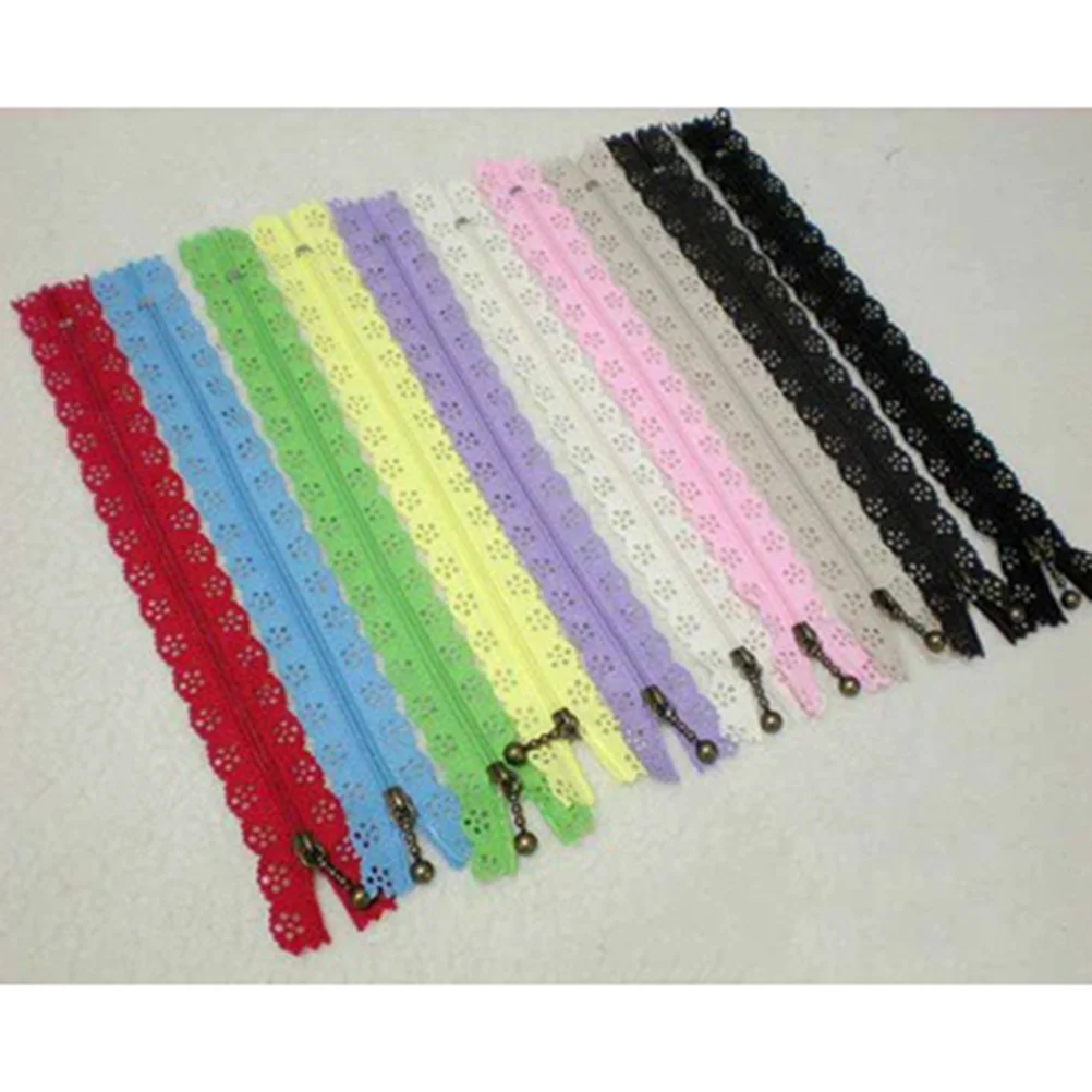

20Pcs Lace Zippers Nylon 35cm Flower Design Random Colors Perfect for DIY Sewing Crafts Costume DIY Zipper Lace Zippers