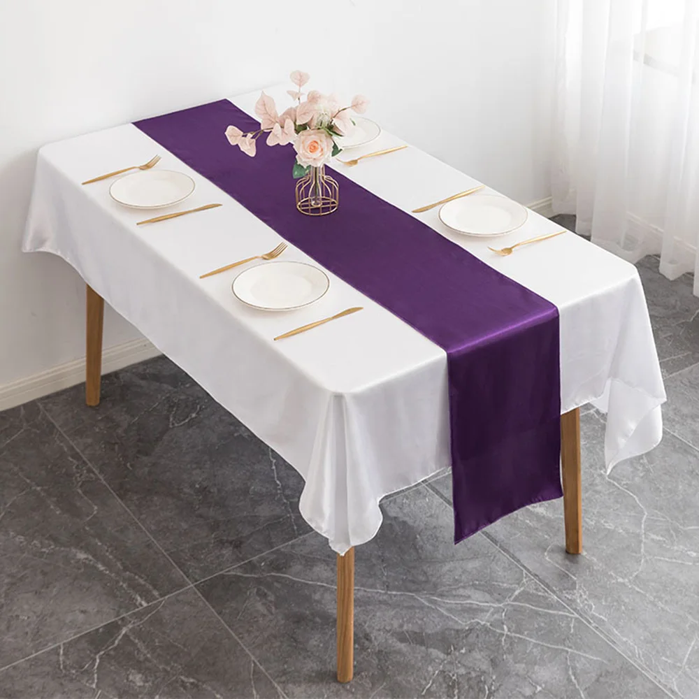 

30cmx275cm Wedding Satin Table Runner Banquet for Party Event Home Decoration Supply Table Cover Runner Tablecloth (12*108inch)