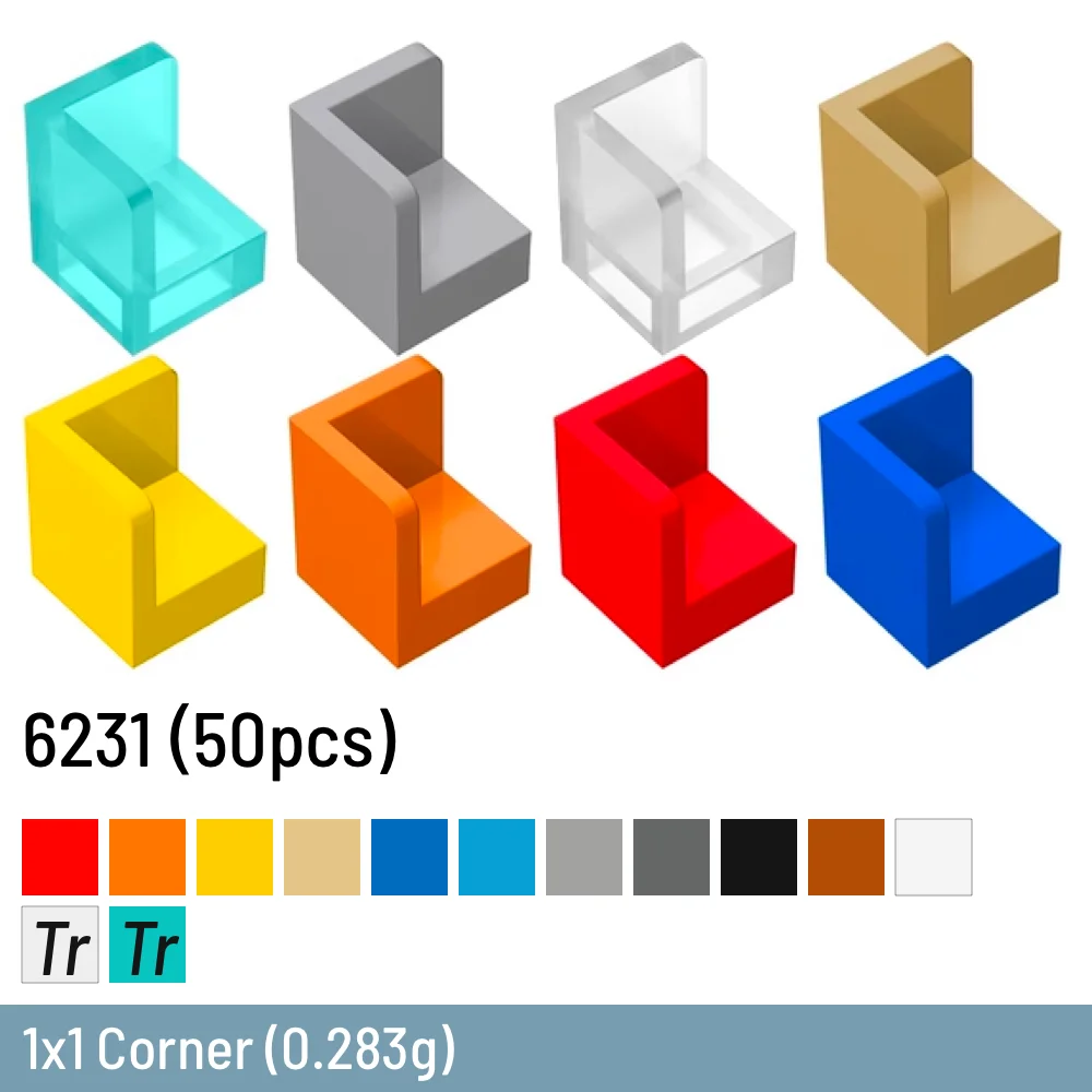 บล็อคก่อสร้างแบบทำมือ50ชิ้น/ล็อตอิฐดิจิตอลบางๆขนาดมุม1x1เข้ากันได้กับของเล่นพลาสติกอิฐ6231ชิ้น