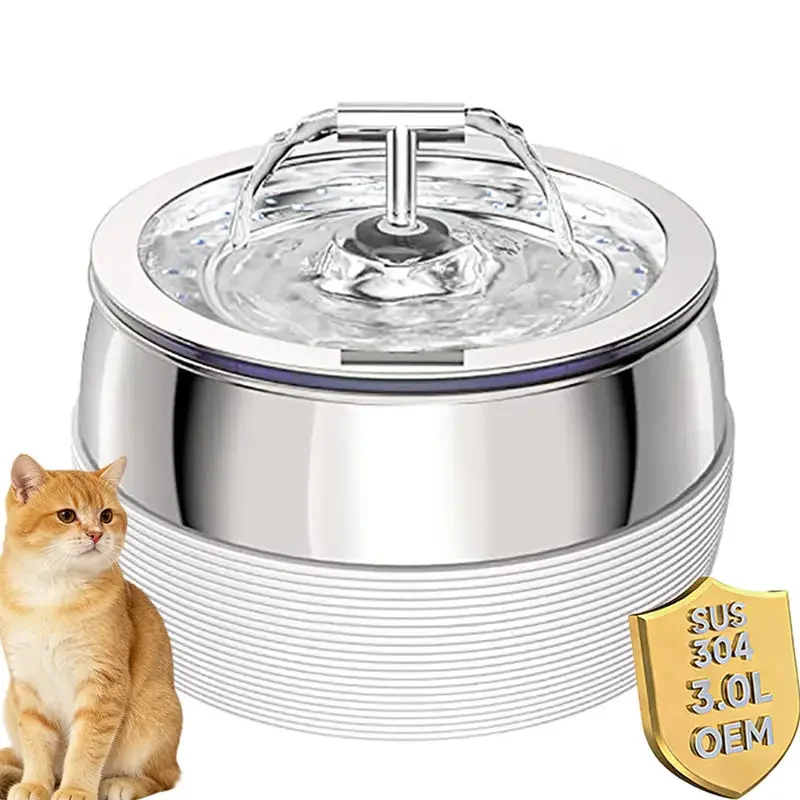 Rust Proof 304 Stainless Steel Pet Drinking Fountain with Recirculating Filtration System for Indoor Pets Automatic Cat Waterer