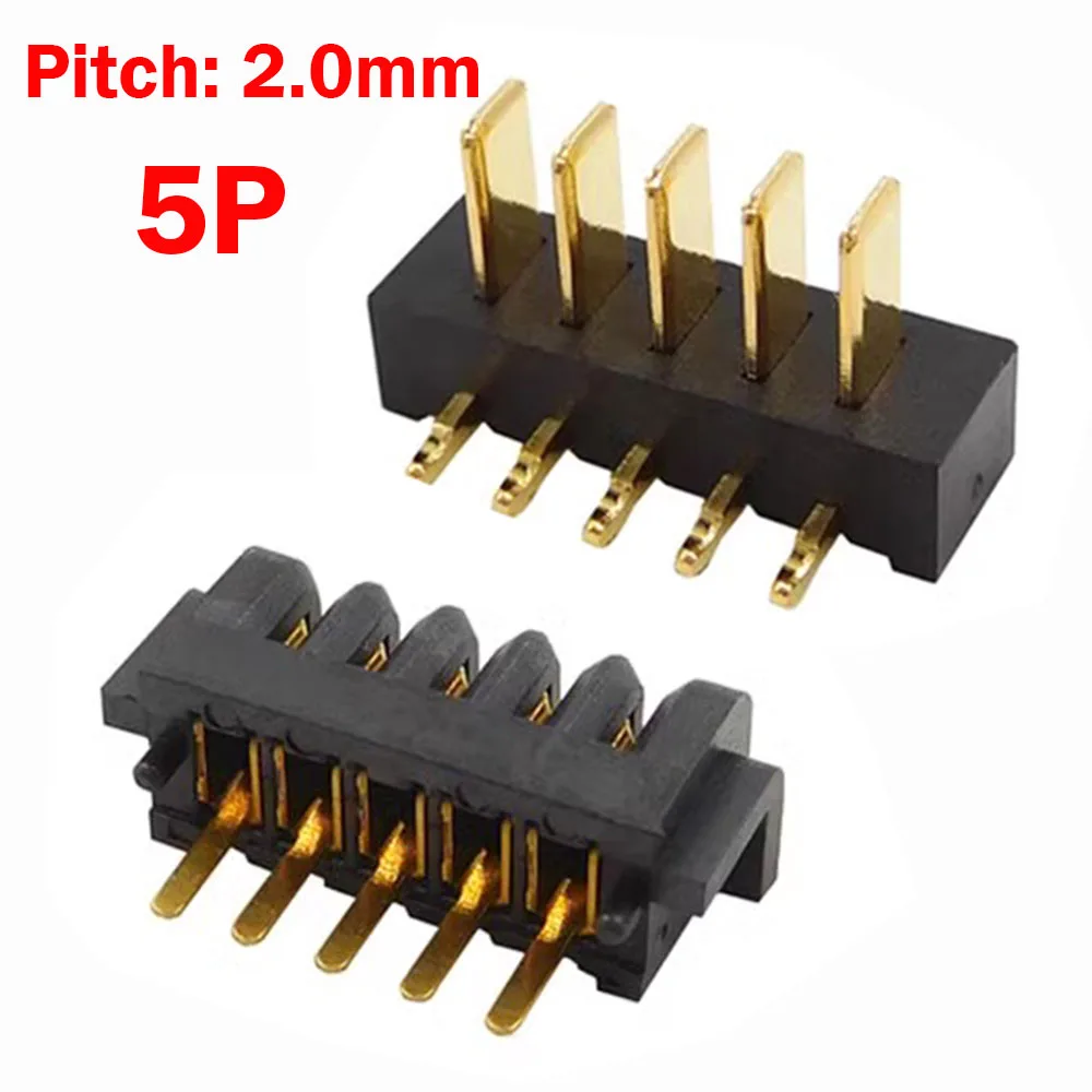 100pcs 5Pin High Current Blade Battery Holder Socket Receptacle 5P Pitch 2.0 mm Male Female 90 degrees Battery Connector