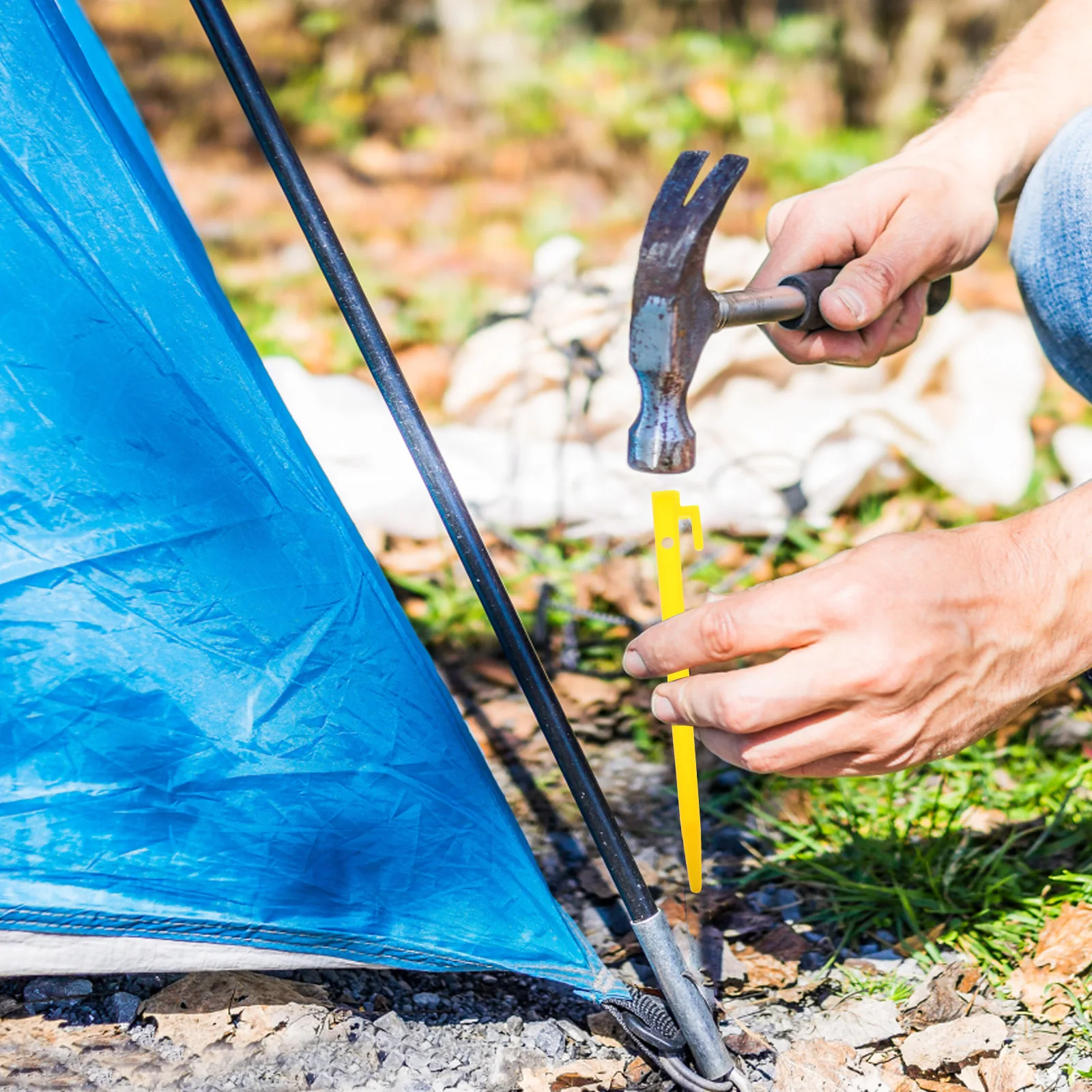 

10Pcs Rv Outdoor Tent Stakes Plastic Lightweight Durable PP Pegs Anti Slip Design Beach Camping Canopy Tarp Ground Anchors