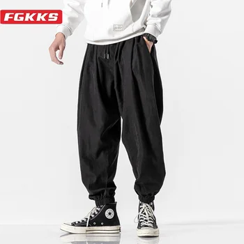 FGKKS 남성용 야외 캐주얼 바지, 코르셋 패션 트렌드 바지, 하이 퀄리티 디자인, 핫 스트리트 웨어, 남성용 캐주얼 바지, 2024
