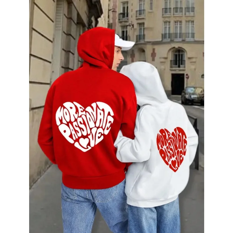 

2025 3D Printing Passionate Love Letter Pattern Printed Men's Simple Casual Hoodie Loose Sportswear Hip Hop Sportswear