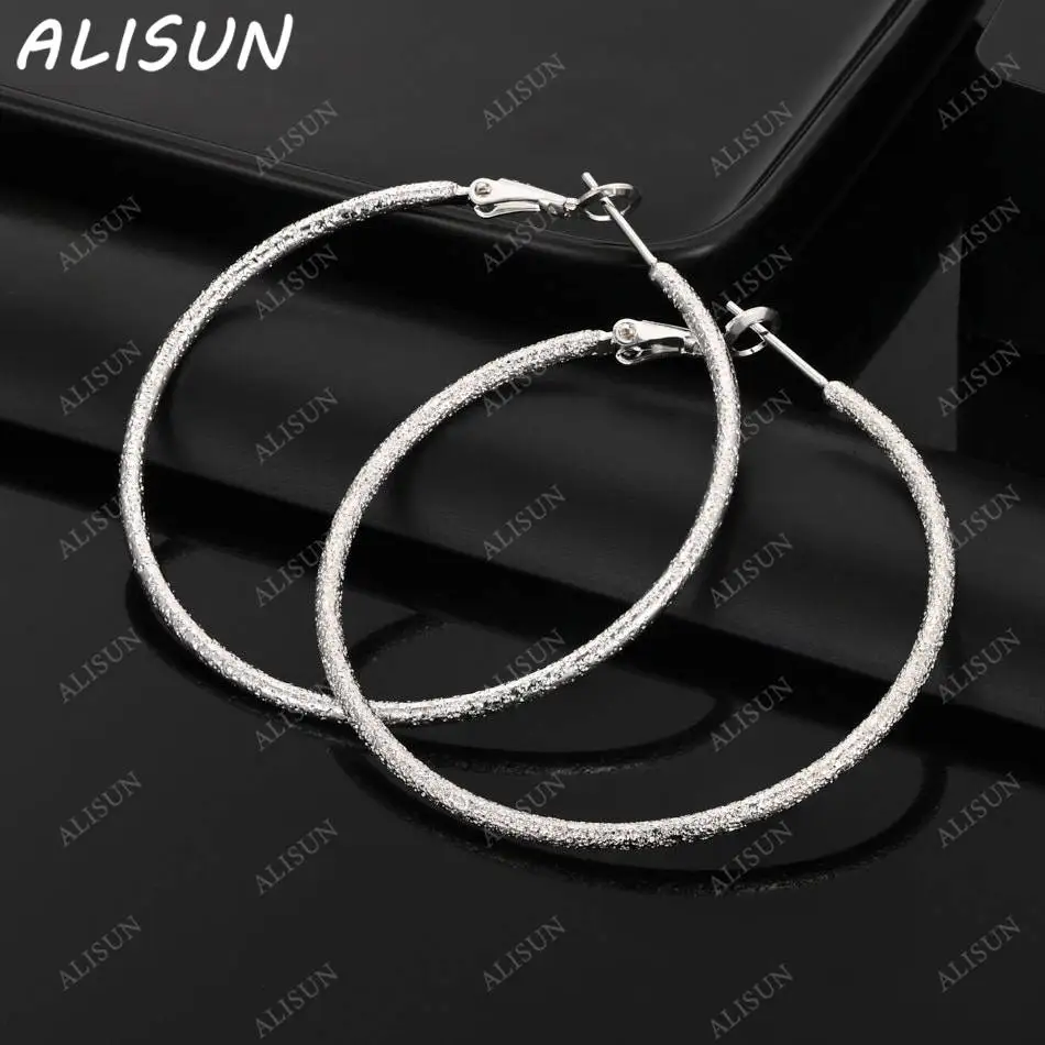 

ALISUN стерлингового серебра 925 пробы 50 мм круглые серьги-кольца для женщин Grace ювелирные изделия тренд модные подарки на день рождения